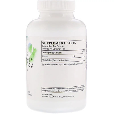 Аминокислота Thorne Research Глицин, Glycine, 250 капсул (THR-51202) Винница - изображение 2
