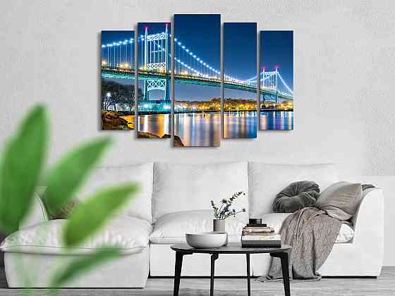 Модульна картина Міст Місто Art-323_5 ( 80х118см ) Київ