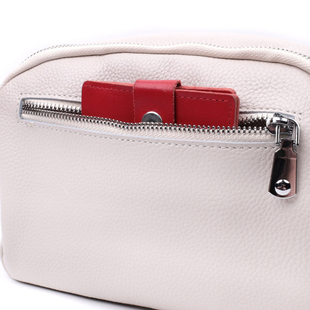 Елегантна сумка на два відділення з натуральної шкіри Vintage 22593 Білий Київ - фото 10