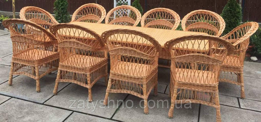 Мебель плетеная на 10 человек | мебель из лозы с креслами | мебель  натуральная с большим столом Киев - изображение 6