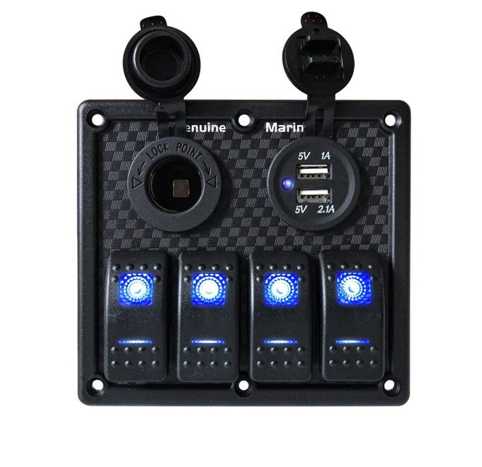 Панель Перемикання На 3 Кнопки З 4.2 A Usb Вольтметр І Прикурювач Під Карбон Київ - фото 1