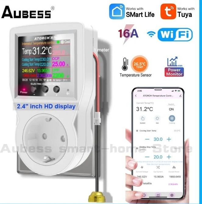 Wi-Fi терморегулятор температури повітря,води, термостат Tuya sm. Київ - фото 5