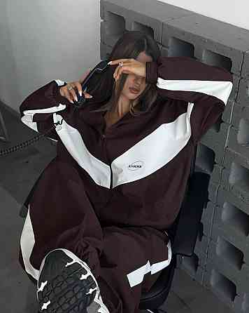 Жіночий стильний костюм оверсайз — двійка плащівка Еммі + підкладка спорт Шоколад, 46/48 Одеса