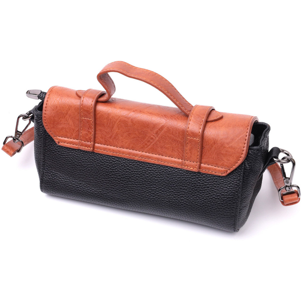 Жіноча сумка у вінтажному стилі з натуральної шкіри Vintage 22349 Чорна Київ - фото 2