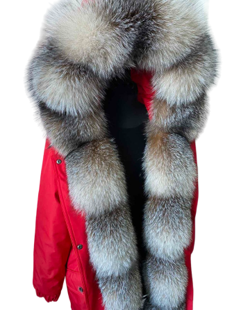 Парка женская с мехом блюфрост Красный р 60 95см Харьков