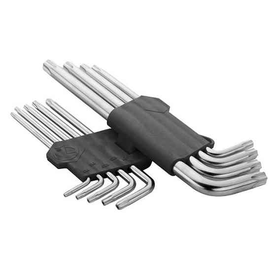 Набор ключей Г-образных TORX удлиненных, с отверстием, 9 шт, Т10-Т50, Cr-V INTERTOOL HT-0606 Киев