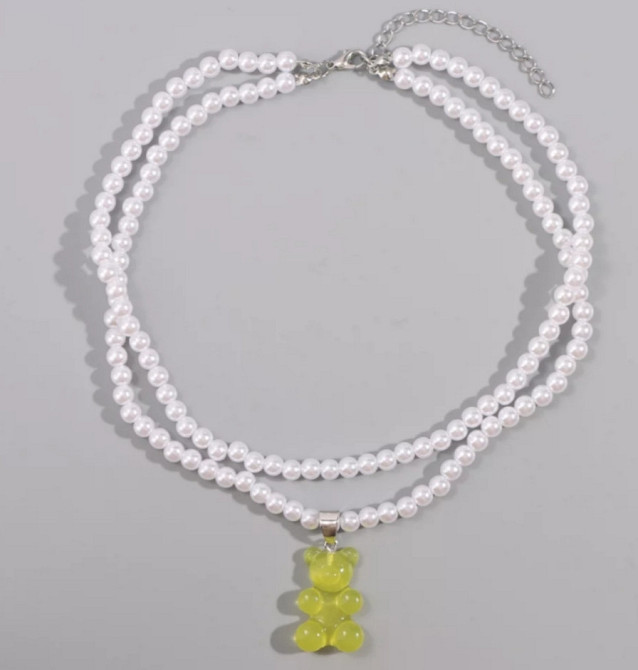 Ожерелье с мармеладным мишкой желтым - длина 37см, размер мишки 3*2см Киев - изображение 1