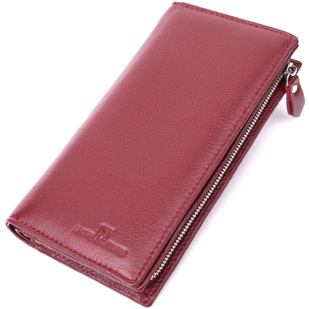Жіночий шкіряний гаманець-клатч бордовий (ST Leather) Київ - фото 17