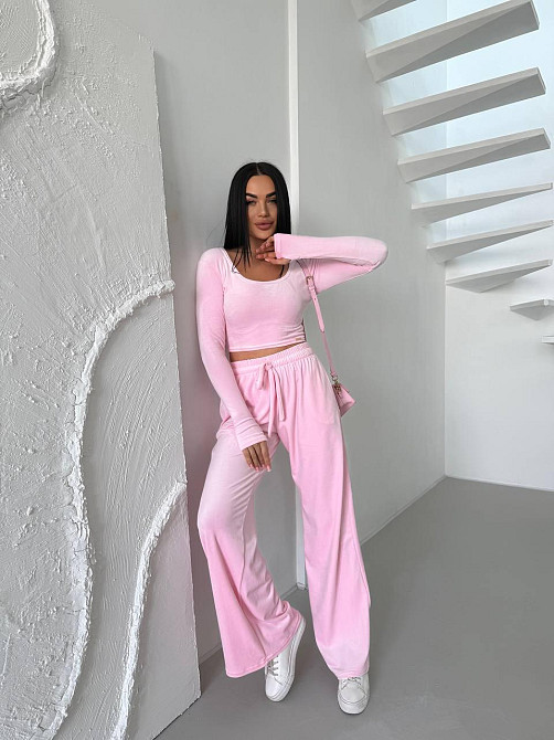 Женский прогулочный костюм двойка: лонгслив и штаны велюр Барби, 46/48 Одесса - изображение 6