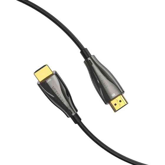 Кабель HDMI M - M, 60.0 м, V2.1, Optical 8K 60Гц 48Gbps Dolby 7.1 TPE Black Zinc Alloy Type Vention Винница