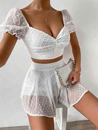 Жіночий романтичний костюм двійка: топ і спідниця-шорти ролекс жатка Одеса