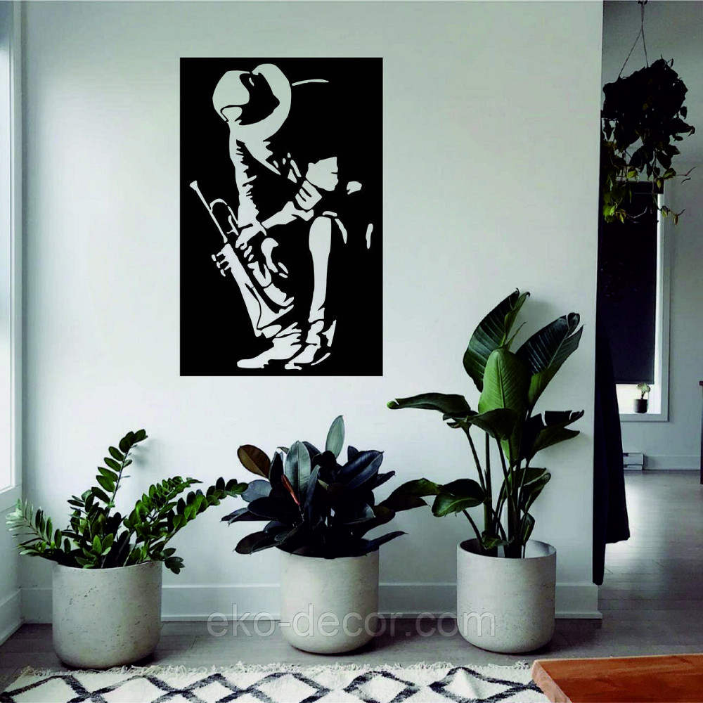 Декоративное настенное Панно «Музыкант», Декор на стену 90*57 см, Черный Киев - изображение 4