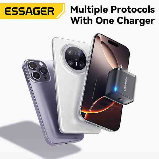 Сетевое зарядное устройство Essager ES-CD52 30W Type-C PD — быстрая зарядка смартфонов и планшетов Николаев