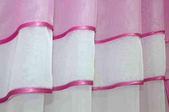 Кухонная занавеска VR-Textil № 018к штора и тюль с ламбрекеном розовый с белым 270х170 см (50-836) Киев