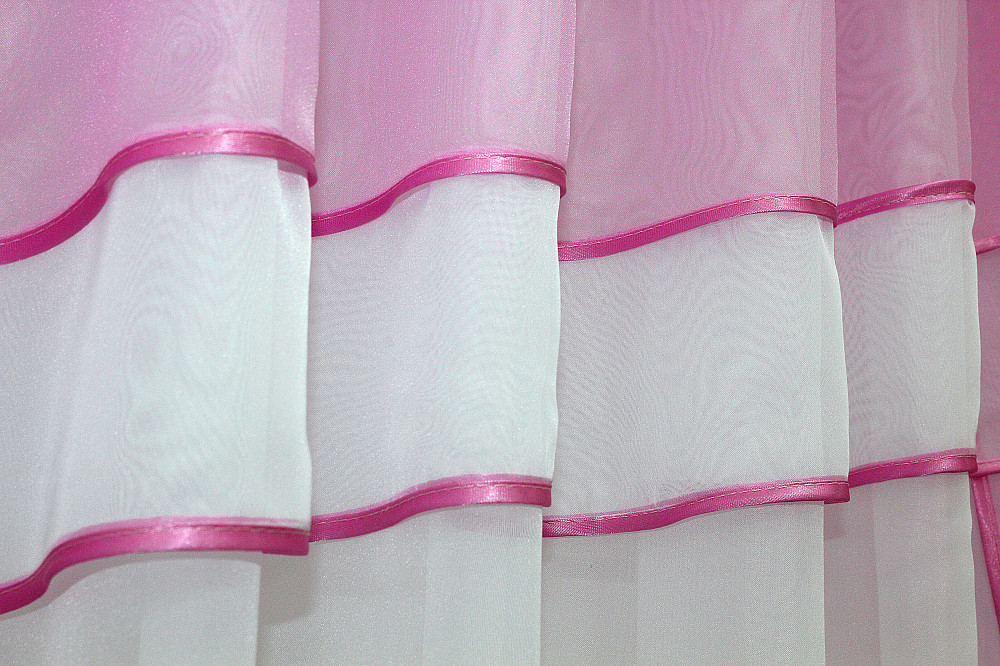 Кухонная занавеска VR-Textil № 018к штора и тюль с ламбрекеном розовый с белым 270х170 см (50-836) Киев - изображение 5