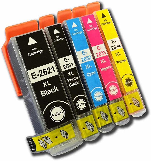 Картриджи совместимые PTEIC2636 T2636 26XL Черный/Фоточерный/Циан/Пурпурный/Желтый набор 5 шт для принтеров Киев - изображение 1