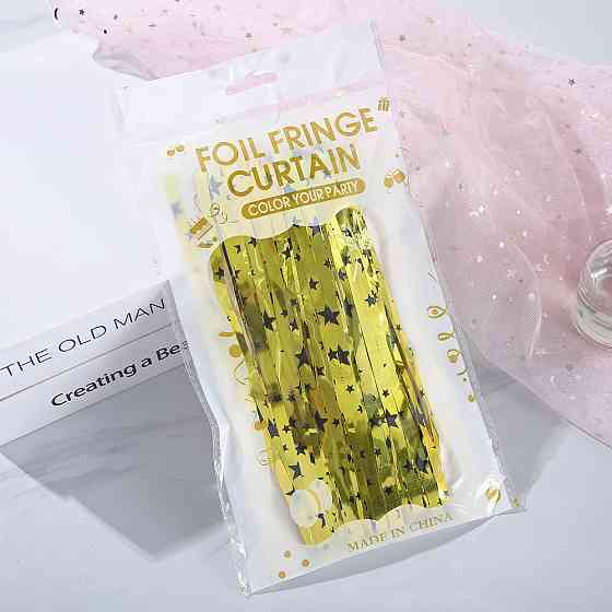 Дождик для фотозоны с принтом звезд 2 м на 1 м золотистый Киев