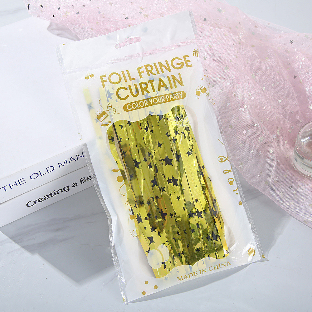 Дощик для фотозони з принтом зірочок 2 м на 1 м золотистий Київ - фото 4