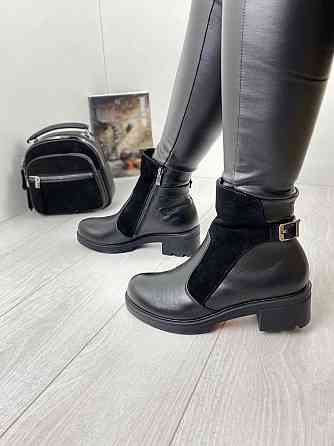 Черевики жіночі Днипро Джулия чорні (зима, шкіра+замша натуральна) (2370) 36р.39р.40р. 40 Коломия