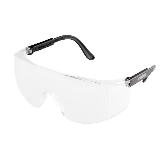 Окуляри захисні, прозорі, лінзи полікарбонат, регульовані заушники чорні нейлонові, захист від удару INTERTOOL SP-0098 Киев - изображение 3