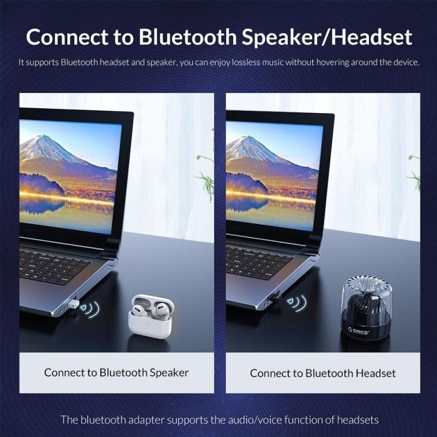 USB Bluetooth адаптер Orico бездротової передавач bluetooth 5.0 для BTA-508-BK (Чорний) Миколаїв - фото 9