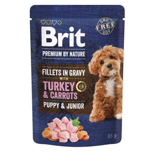 Корм вологий Brit Premium Fillets in Gravy Turkey & Carrots Puppy для цуценят малих порід філе в соусі індичка і морква 85 г Київ