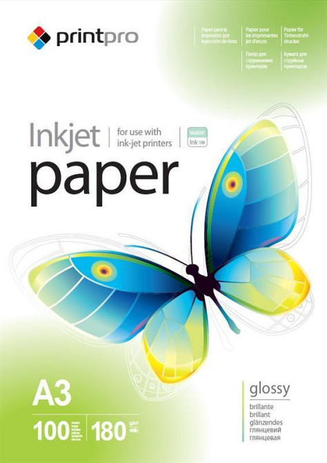 Фотопапір PrintPro глянсовий 180 г/м2 A3 100 л (PGE180100A3) A3 Харьков - изображение 1