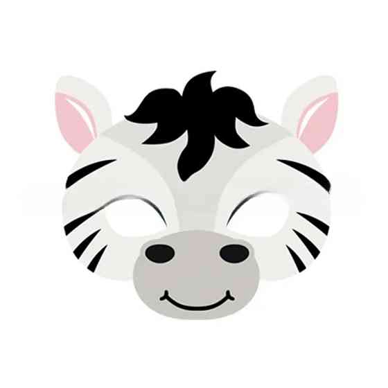 Детская маска Зебра из картона 16 на 16 см черно-белый Киев