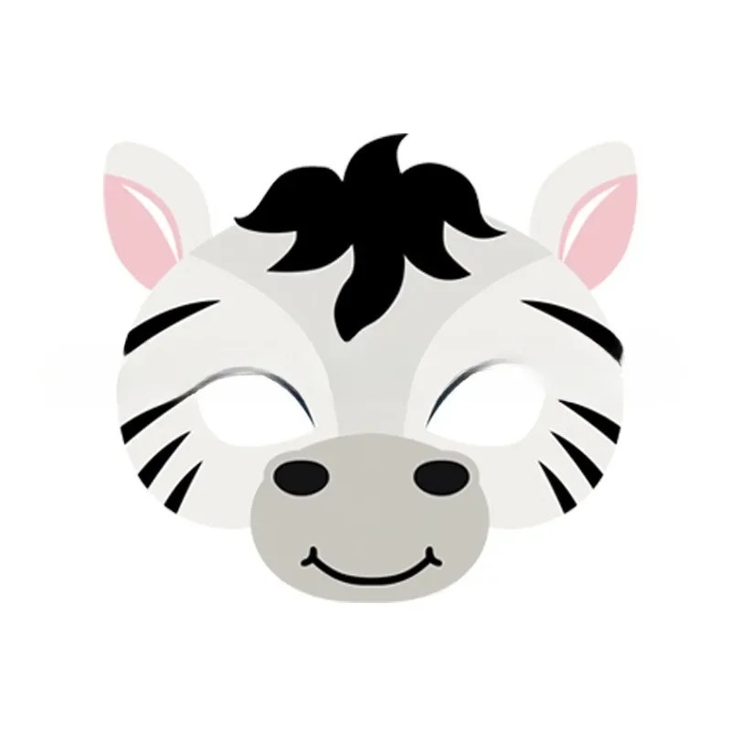 Детская маска Зебра из картона 16 на 16 см черно-белый Киев - изображение 1