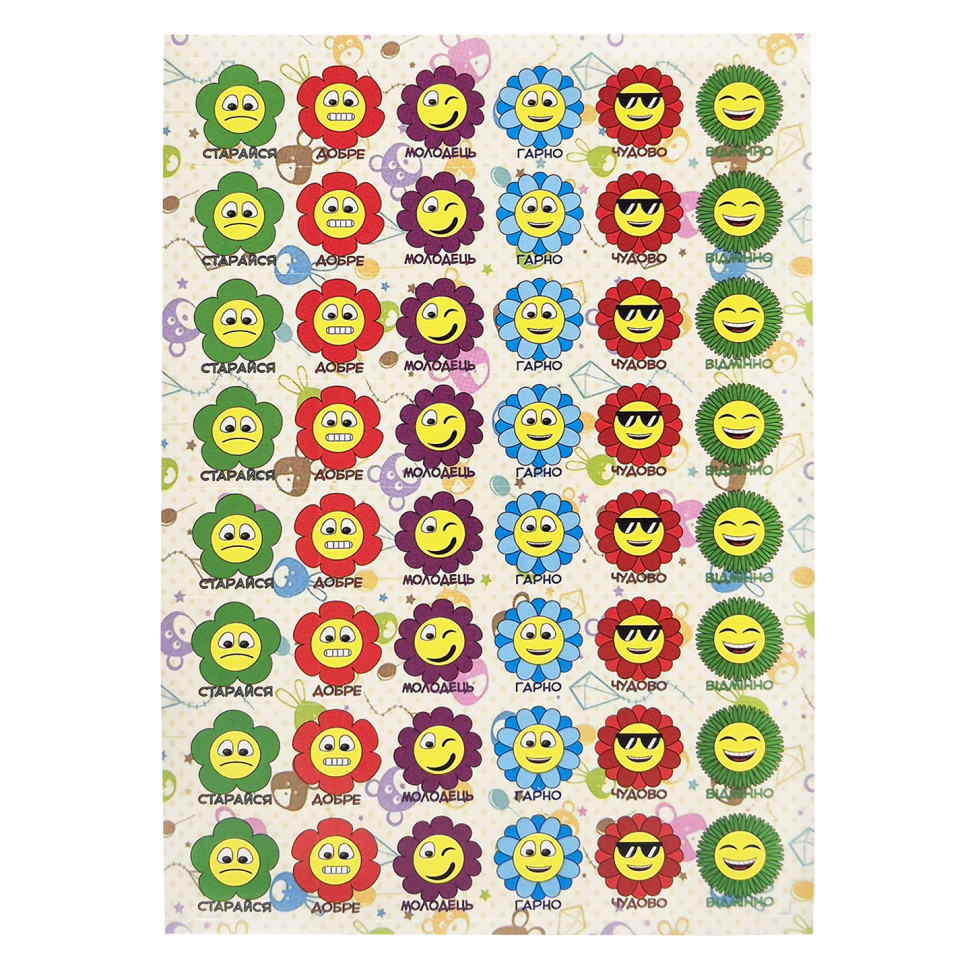 Оцінююча наклейка Квіти KT23082503, 1 лист, 48 наклейок Вінниця - фото 1