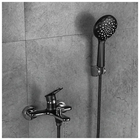 Смеситель для ванны с душевым гарнитуром Frap F3249-6 черный/хром Киев