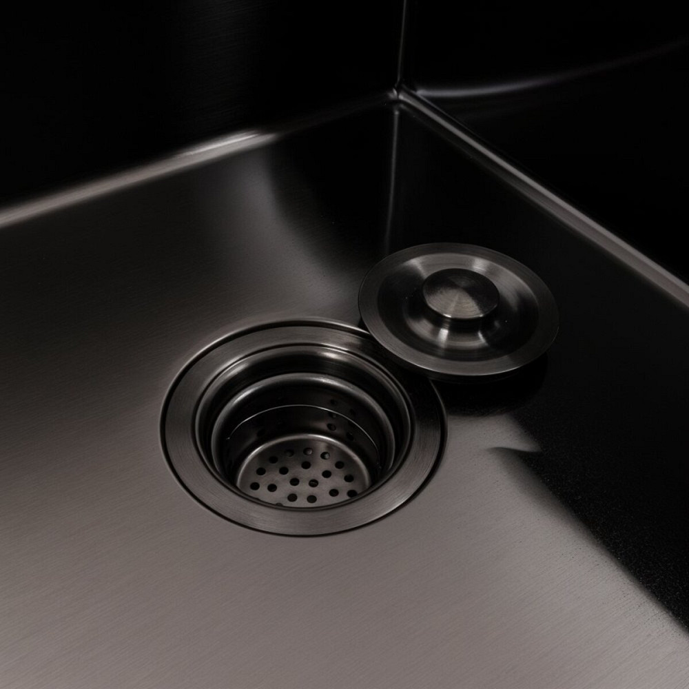 Кухонна мийка CM 65*50 R чорна PVD VALESO Handmade (круглий сифон 3,0/0,8) Коломыя - изображение 5