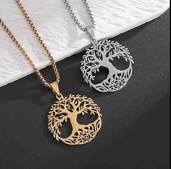 Срібна підвіска «Дерево життя» з нержавіючої сталі на ланцюжку Київ