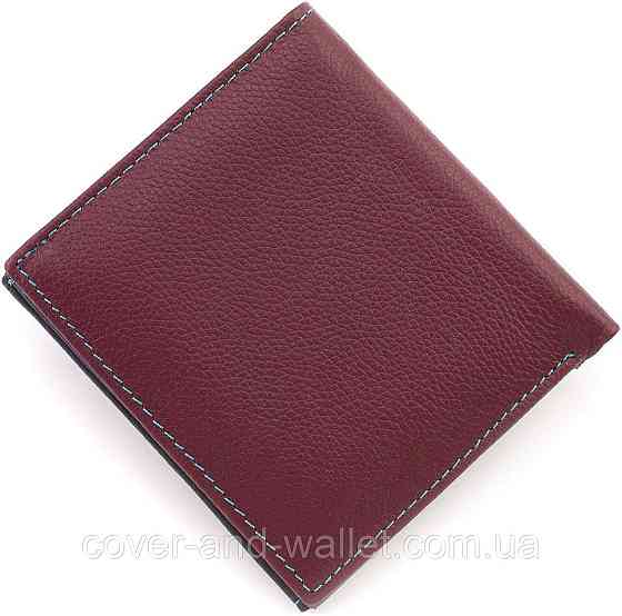 Маленький жіночий гаманець із натуральної шкіри чорно-червоний ST Leather Київ