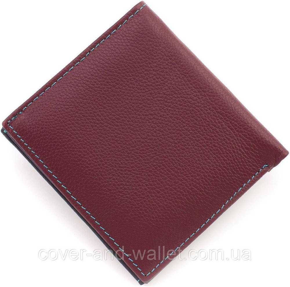 Маленький жіночий гаманець із натуральної шкіри чорно-червоний ST Leather Київ - фото 3