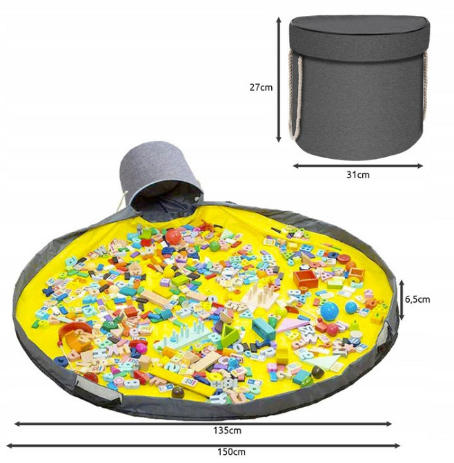 Корзина для игрушек с ковриком диаметром 135 см Kruzzel (19556) Серый Нововолынск - изображение 6