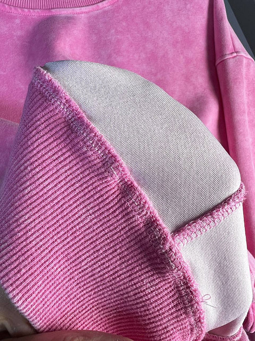 Свитшот женский Joy One 25177 оверсайз свободный крой средняя длина вареный тай-дай one size, розовы Одесса - изображение 5