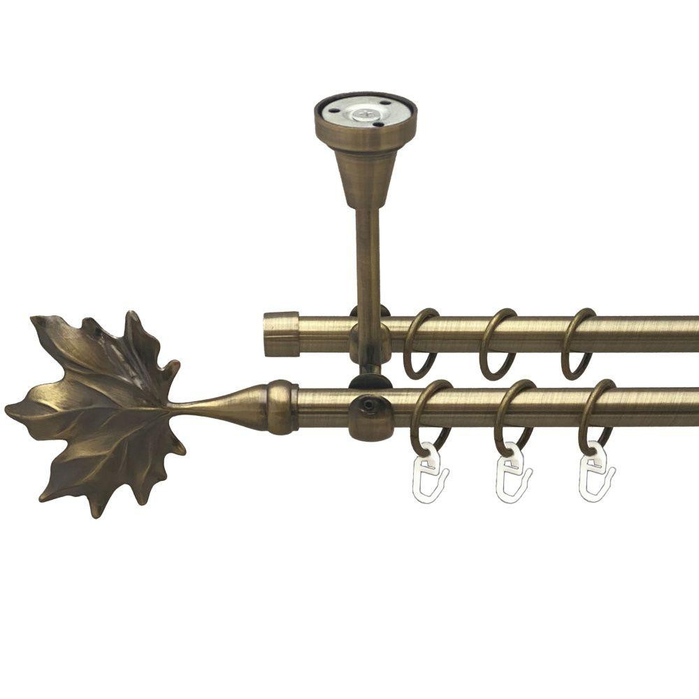 Карниз Orvit Клен металевий дворядний відкритий до стелі гладка труба кільце металеве Антик 16\16 мм 160 см (00-00016903) Львів - фото 1