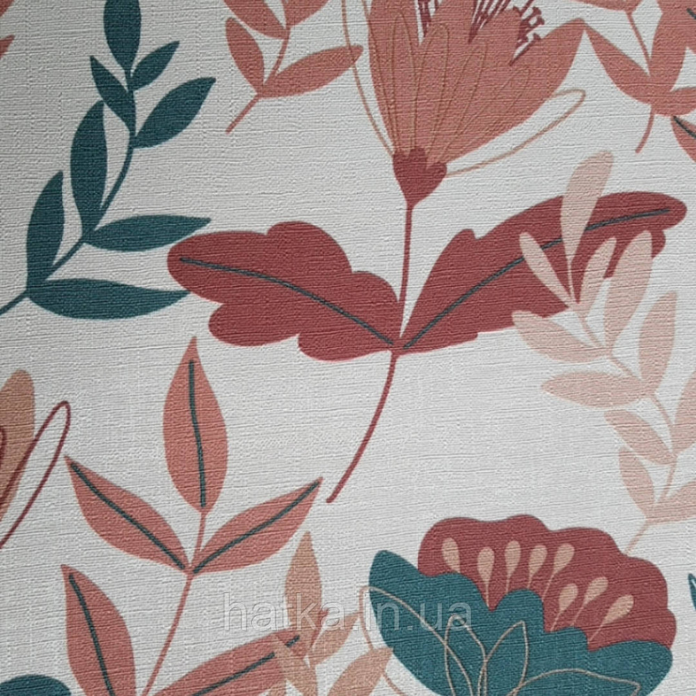 Шпалери вінілові Lutece Melody 51194503 квіти листя бордові рожеві зелені на світло-рожевому тлі Київ - фото 4