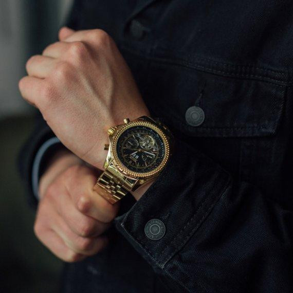 Чоловічий наручний класичний годинник Jaragar Exclusive (Золотистий) Київ - фото 7