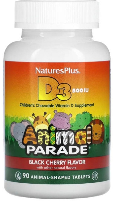 Витамин Д-3 Nature's Plus Vitamin D 3 Animal Parade 500 МЕ 90 жев конф черная вишня Киев - изображение 1