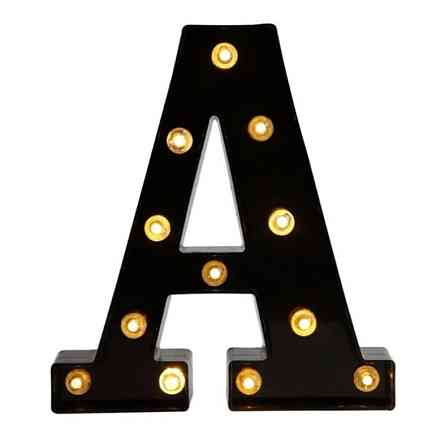 Буква с подсветкой A объемная маленькая 22 на 19 см черный Киев