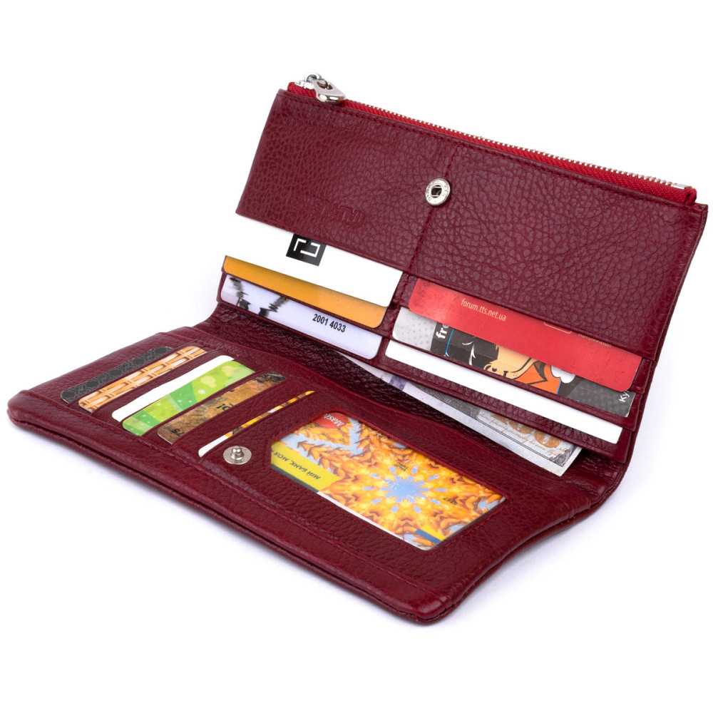 Вертикальний гаманець на кнопці жіночий ST Leather 19204 Бордовий Київ - фото 6