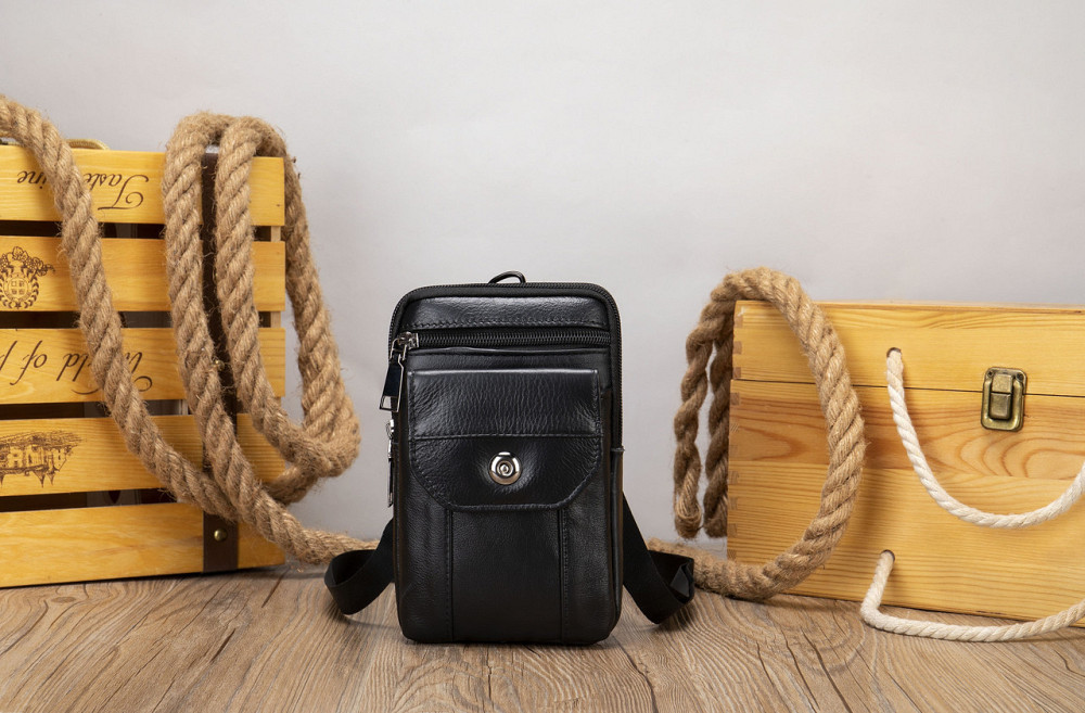 Шкіряна сумка на пояс Чорна (Vintage) Київ - фото 4