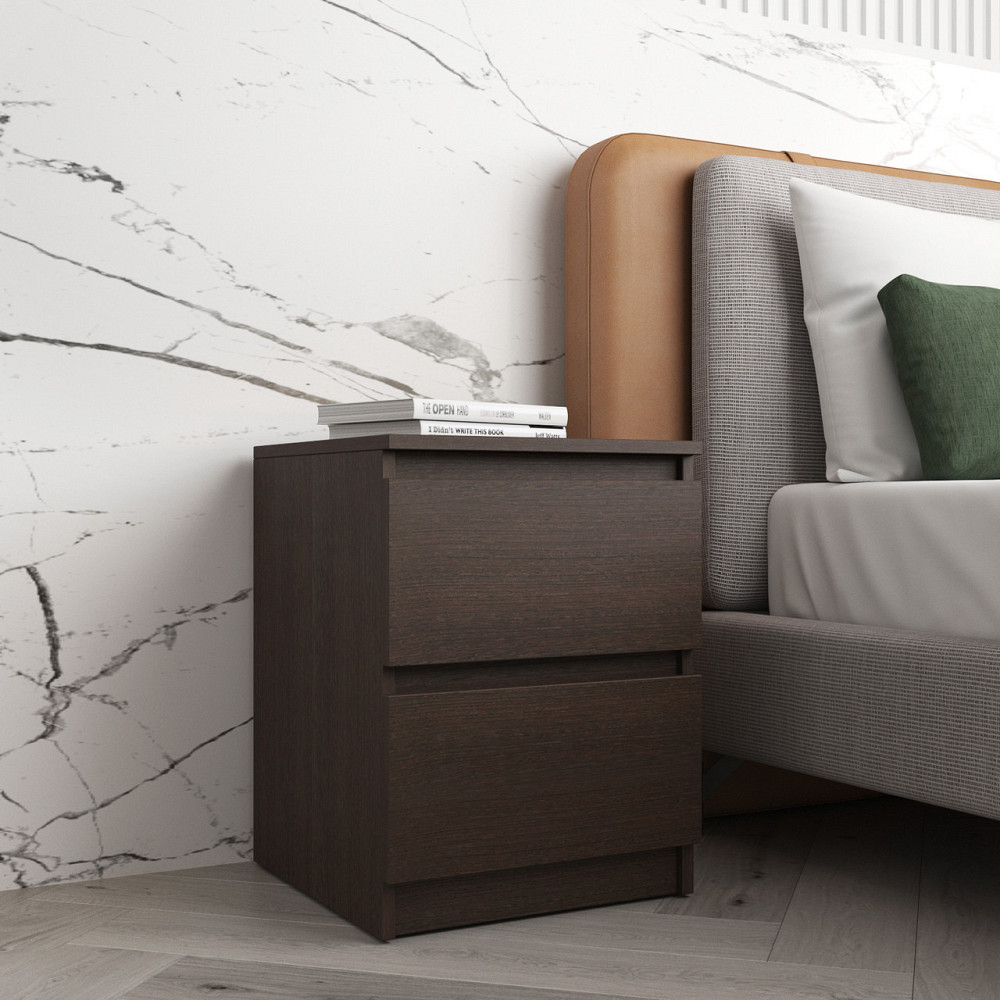 Прикроватная тумба VAYS R-5 Венге Темный, 2 ящика без ручек, ЛДСП 40×40×53 см – тумба в спальню Львов - изображение 2
