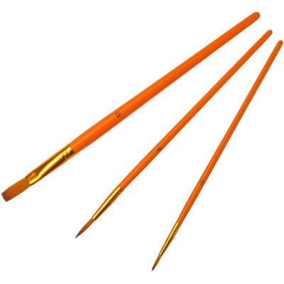 Кисточка для рисования Maxi набор 3 шт синтетический ворс, плоская (№ 12), круглые (№ 2, 6) короткая ручка (MX60880) Винница - изображение 2