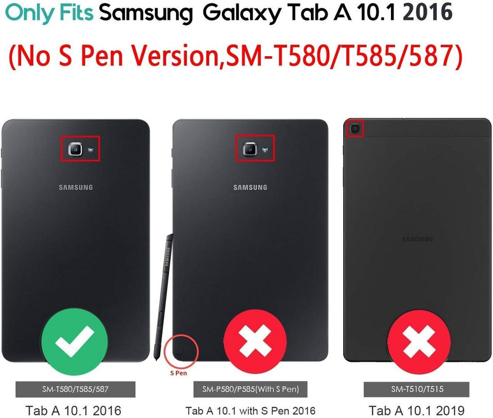 Противоударный чехол-книжка с клавиатурой и подсветкой для планшета Samsung Galaxy Tab A 10.1