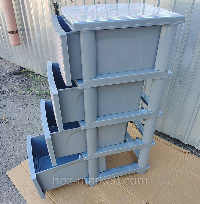 Пластиковий сірий комод Смужки рожеві Харків - фото 4