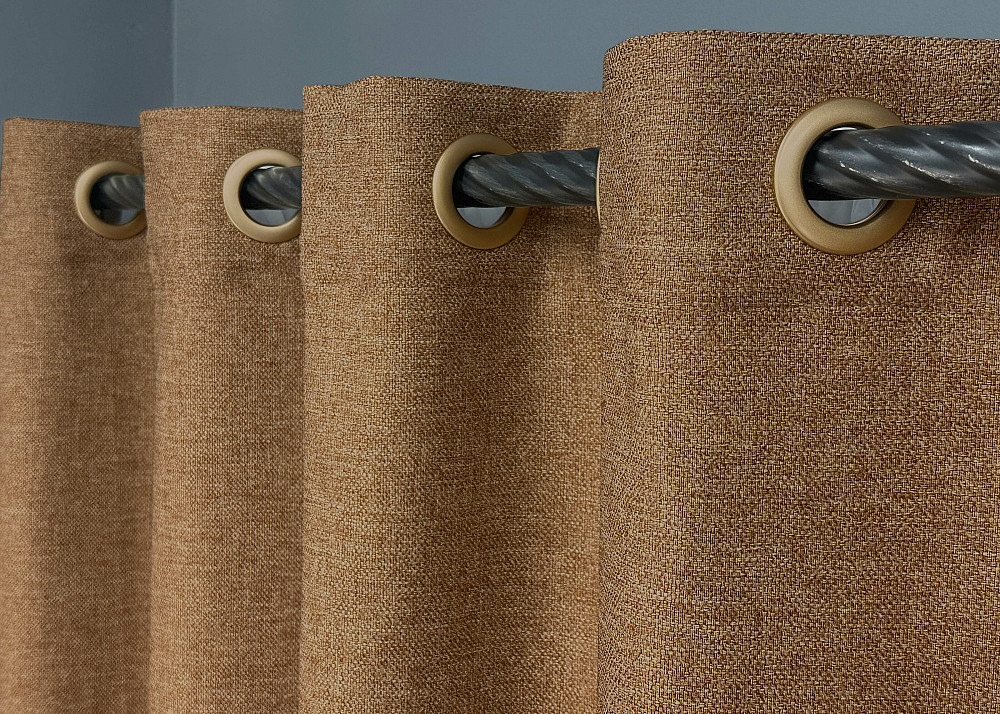 Комплект штор на люверсах VR-Textil Льон ELEMENTA № 1865ш Світло-коричневий 150х270см 2 шт (37-0274) Київ - фото 6