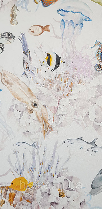 Шпалери флізелінові Decoprint Good Vibes 0.53х10 м дитячі молодіжні дерева пальми тропіки написи салатові Київ - фото 3